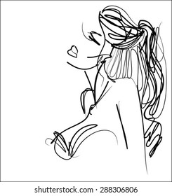 VECTOR Background with a portrait of the beautiful young girl