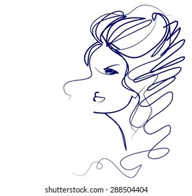 VECTOR Background with a portrait of the beautiful young girl