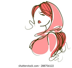 VECTOR Background with a portrait of the beautiful young girl