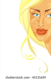 VECTOR Background with a portrait of the beautiful young girl