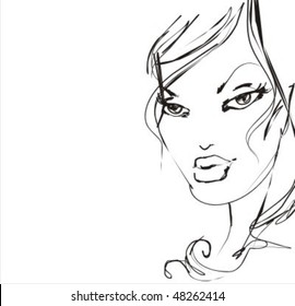 VECTOR Background with a portrait the beautiful young girl