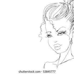 VECTOR background with a portrait of the beautiful young girl