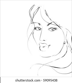 VECTOR background with a portrait of the beautiful young girl