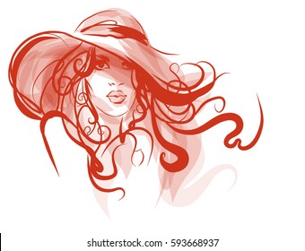  VECTOR Background with a portrait of the beautiful young girl