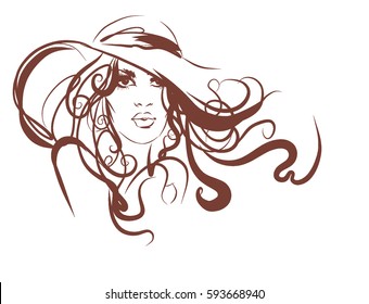  VECTOR Background with a portrait of the beautiful young girl