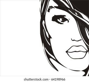  VECTOR   background with a portrait of the beautiful young girl