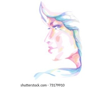 VECTOR background with a portrait of the beautiful young girl