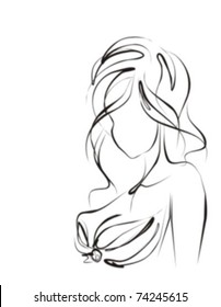 VECTOR   background with a portrait of the beautiful young girl
