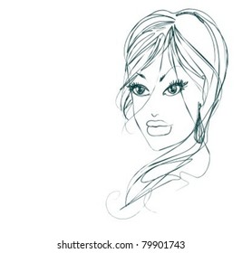 VECTOR   background with a portrait of the beautiful young girl