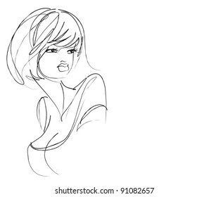VECTOR   background with a portrait of the beautiful young girl