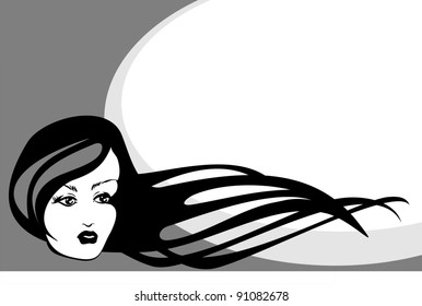 VECTOR   background with a portrait of the beautiful young girl