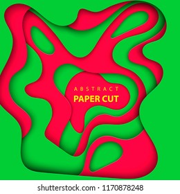 Vector background with Portuguese flag colors paper cut shapes. 3D abstract paper art style, design layout for business presentations, flyers, posters, prints, decoration, cards, brochure cover.