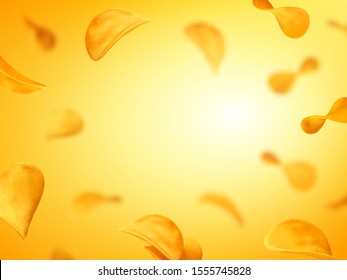 Vector background of potato chips. Fast food and snacks concept