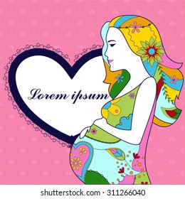 Vector background with pregnant woman