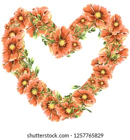 Vector background with pretty flowers in a heart shape