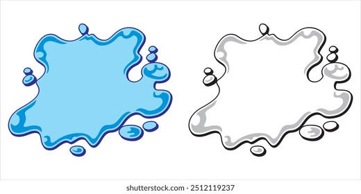 Fundo vetorial de poças, gotas de água, respingos de água