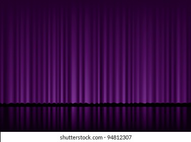 Vector Background With Purple Velvet Curtain