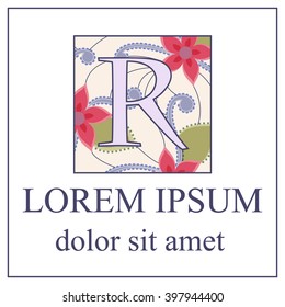 Vector background with R letter vintage