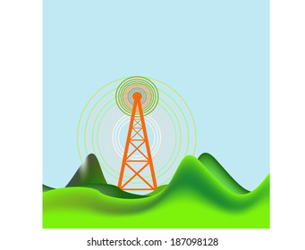 Vector background with radio signal