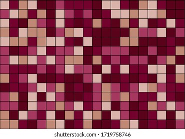 Vector background of random mosaic pattern from trendy fashion colors with black borders.