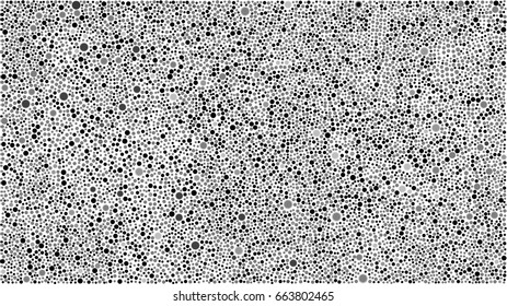 Vector background with random small polka dots, points, circles, halftone. Abstract grey black pattern for background, banner, card. Dotted template. Stylish banner with randomly disposed spots.
