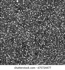 Vector background with random small polka dots, points, circles, halftone. Abstract white grey pattern for background, banner, card. Dotted template. Stylish banner with randomly disposed spots.