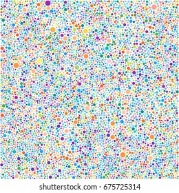 Vector background with random small polka dots, points, circles, halftone. Abstract multi color pattern for background, banner, card. Dotted template. Stylish banner with randomly disposed spots.
