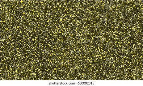 Vector background with random small polka dots, points, circles, halftone. Abstract black yellow pattern for background, banner, card. Dotted template. Stylish banner with randomly disposed spots.