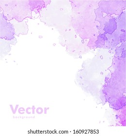 Vector background,  ready template with colorful watercolor stains in pink and purple tones, text ready