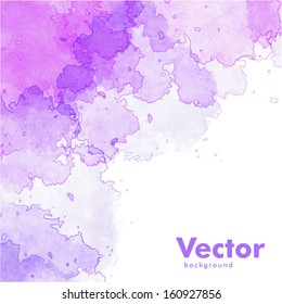 Vector background,  ready template with colorful watercolor stains in pink and purple tones, text ready