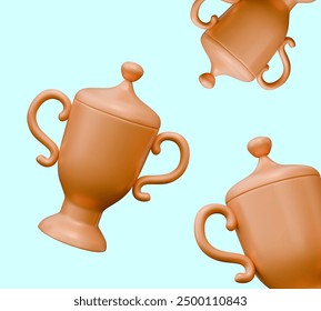 Fondo de Vector con tazas de oro realistas. Trofeos en estilo clásico