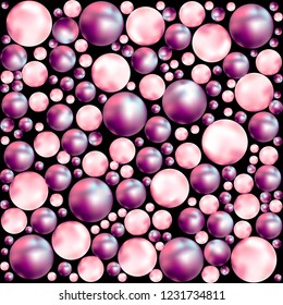 vector background of realistic pearls or beads isolated on black background