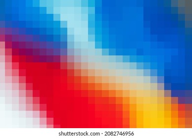 Vector background from red and blue and white and yellow colors squares. Geometric texture. Abstract art pattern of square pixels, space for your design or text. A backing of mosaic squares