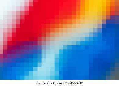 Vector background from red and blue and white and yellow colors squares. Geometric texture. Abstract art pattern of square pixels, space for your design or text. A backing of mosaic squares