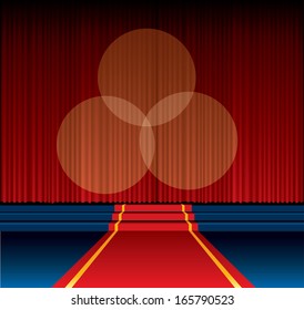 vector background with red carpet way to stage