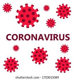 Vector background of red cells of coronavirus. Illustration of concept coronavirus COVID-19.Viral cells danger symbol .