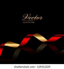 Vector Background With Red & Gold Ribbon