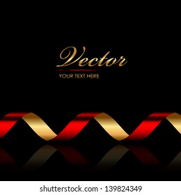 Vector background with red & gold ribbon