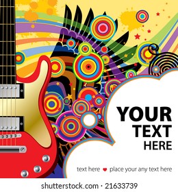 Vector background with a red guitar