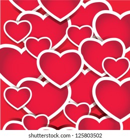 Vector background with red hearts