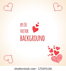 Vector background with red hearts. Valentine's day or Wedding greeting card.