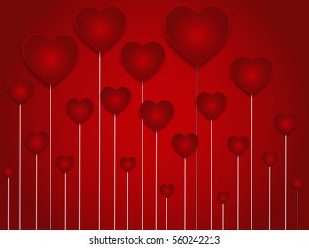 vector background with red hearts, valentines day