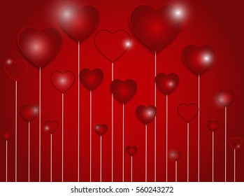 vector background with red hearts, valentines day