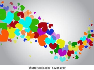vector background with red hearts, valentines day