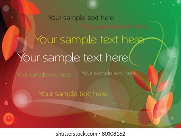 vector background with red leaves and curls