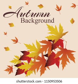 Vector background with red, orange, brown and yellow falling autumn leaves. Templates for posters, banners, flyers, presentations, reports. Autumn leaves. Autumn design.