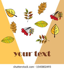 Vector background with red, orange, brown and yellow falling autumn leaves.