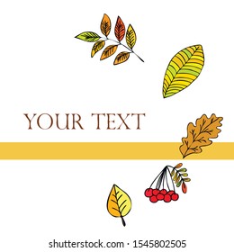 Vector background with red, orange, brown and yellow falling autumn leaves.