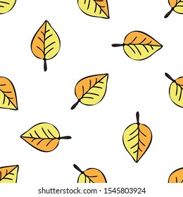 Vector background with red, orange, brown and yellow falling autumn leaves.