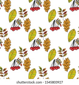 Vector background with red, orange, brown and yellow falling autumn leaves.